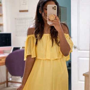 NWT Yellow Off-the-Shoulder Maxi Dress